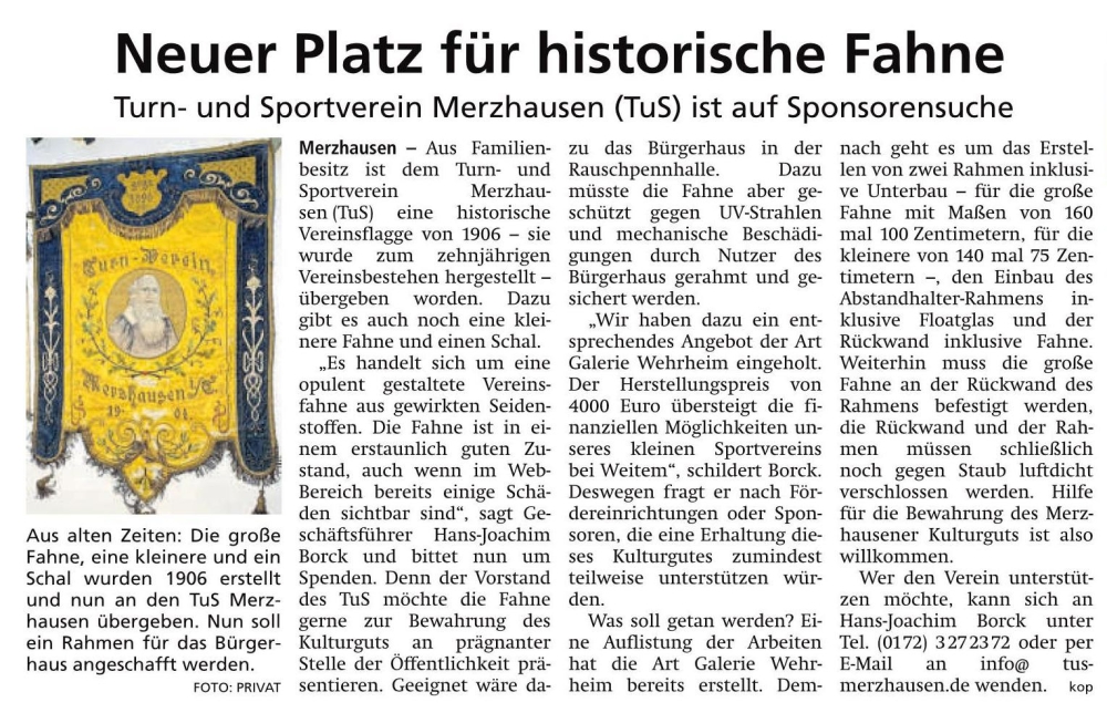 Neuer Platz für historische Fahne