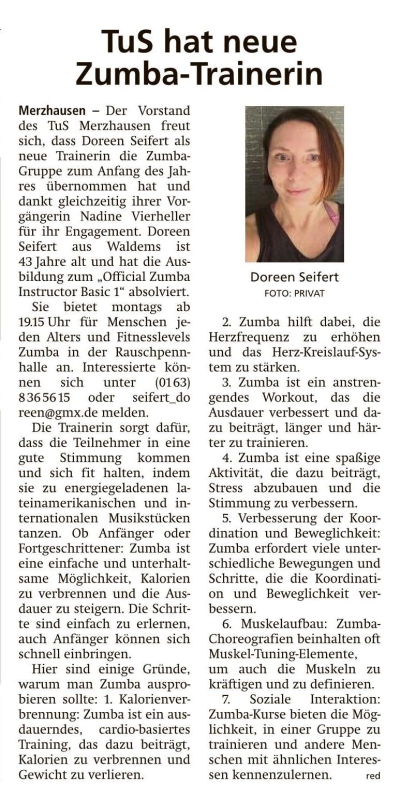 neue Zumba Trainerin