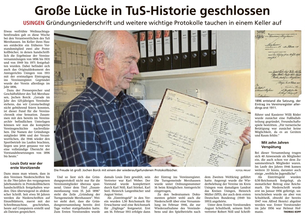 Große Lücke in TuS-Historie geschlossen